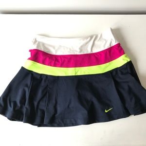NIKE Tennis Skirt Like New Navy, Pink, Yellow XS